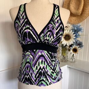 Wisteria Black Racerback Swim Top